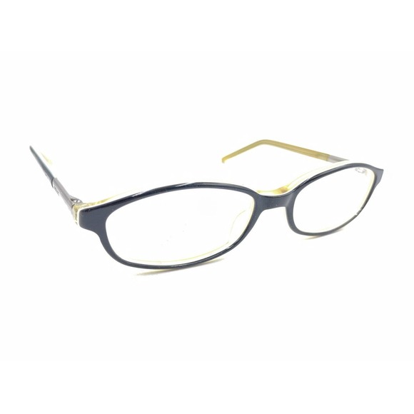 Gucci Black White Yellow Slim Oval Eyeglasses Frames 49-16 130 Italy Designer - Picture 1 of 12
